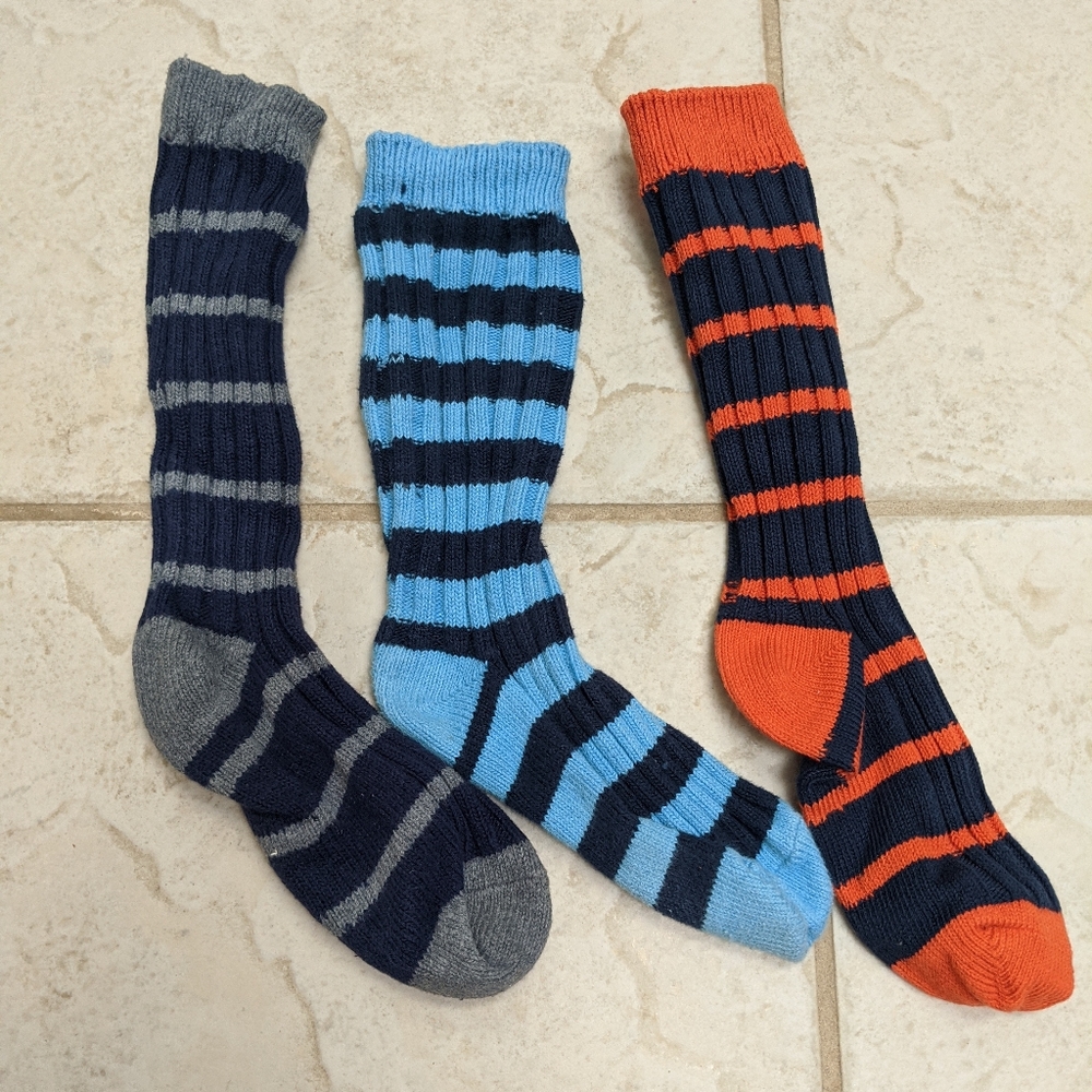 ❤️3/$25 LANDSEND 3 pair kids striped rugby boot socks